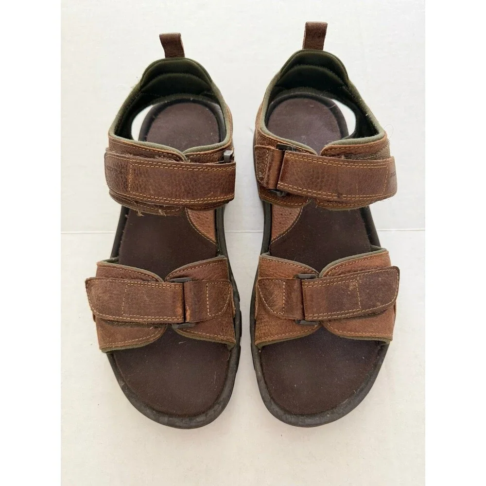 Rockport Men's Rocklake Leather Hook and Loop Hiking Sandals Size 10 Brown